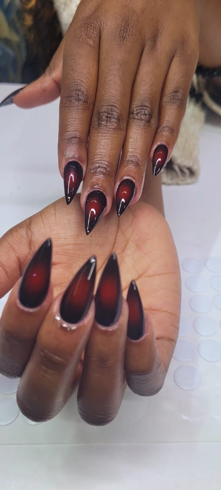 Stiletto poly gel nail extensions